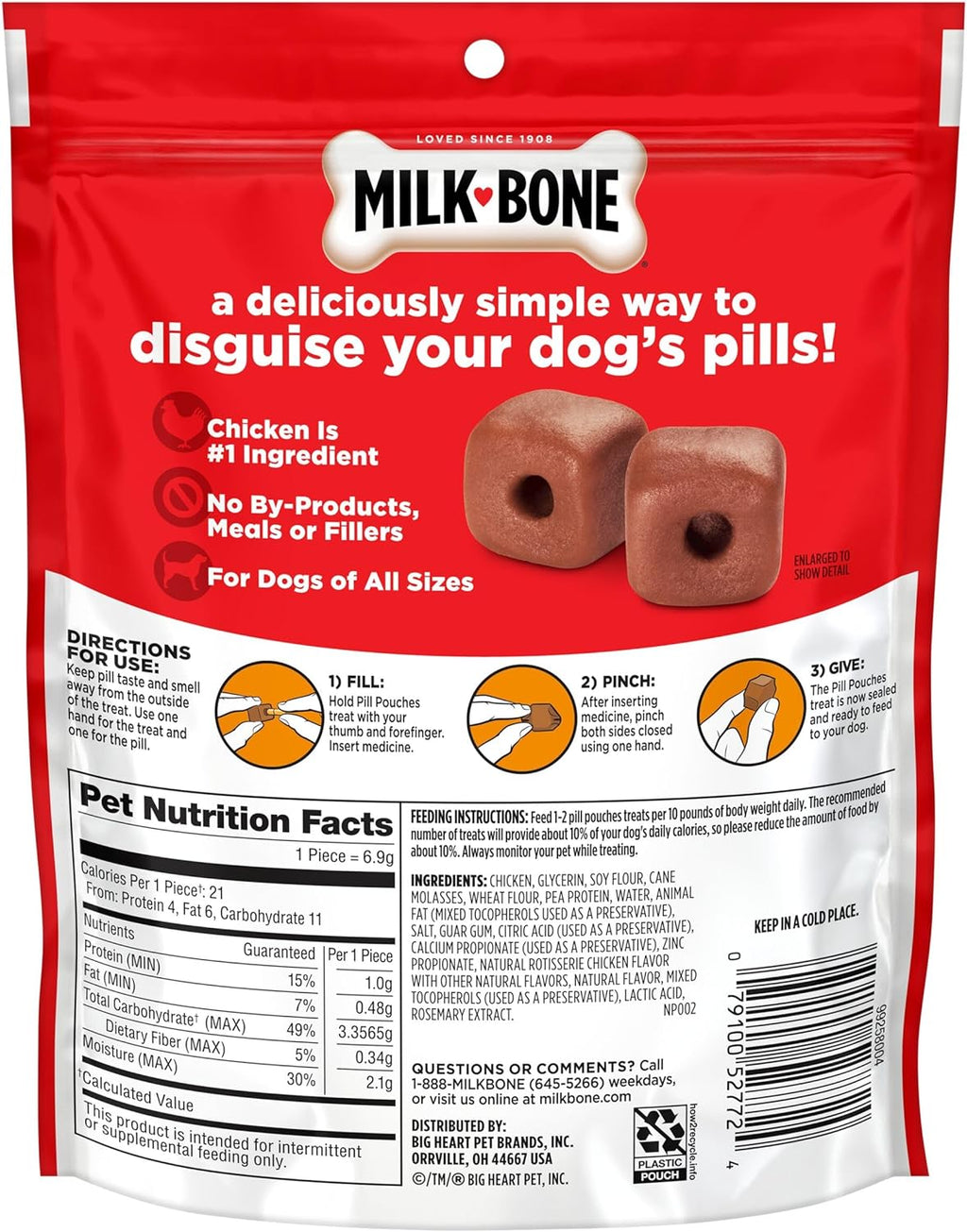 Pill Pouches Dog Treats, Real Chicken Flavor, 6 Ounce (Pack of 5)