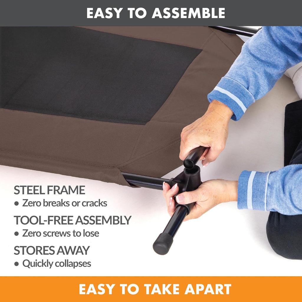 Original Pet Cot Elevated Dog Bed Chocolate/Black Mesh Large 30 X 42 X 7 Inches