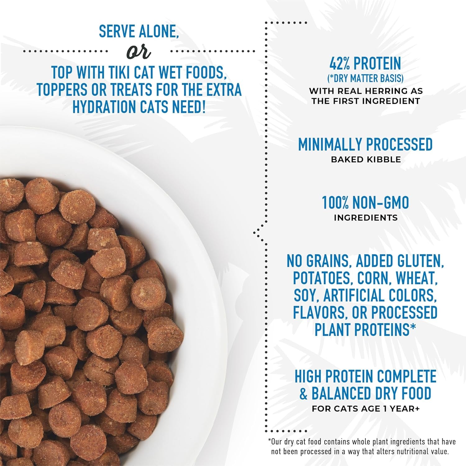 Tiki Cat Born Carnivore High Protein, Herring & Salmon Meal, Grain-Free Baked Kibble to Maximize Nutrients, Dry Cat Food, 11.1 Lbs. Bag